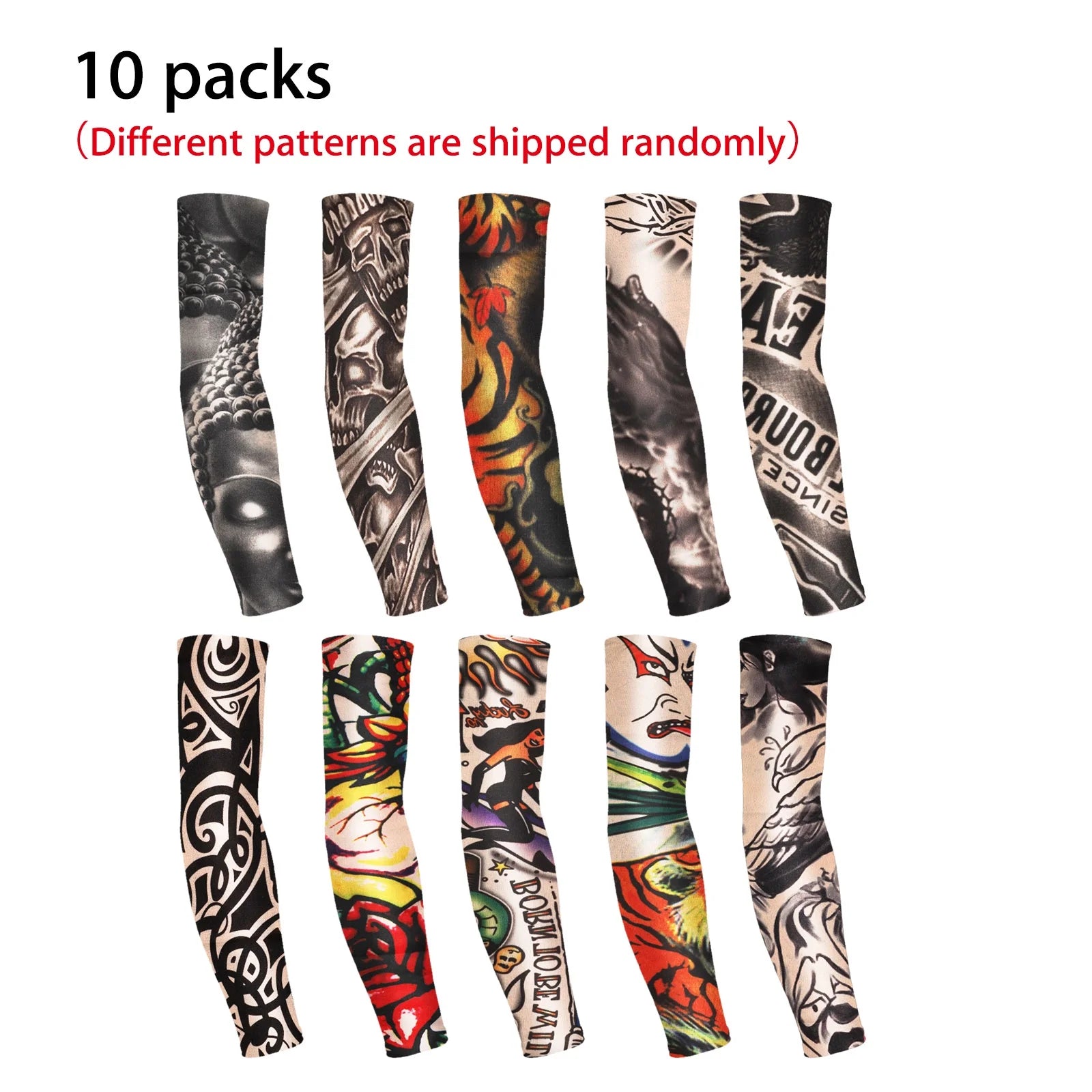 10Pcs UV Protection Cooling Arm Sleeves, UPF 50 Compression Sun Sleeves for Men Women for Running, Cycling, Fishing, Golf, Volleyball, Basketball