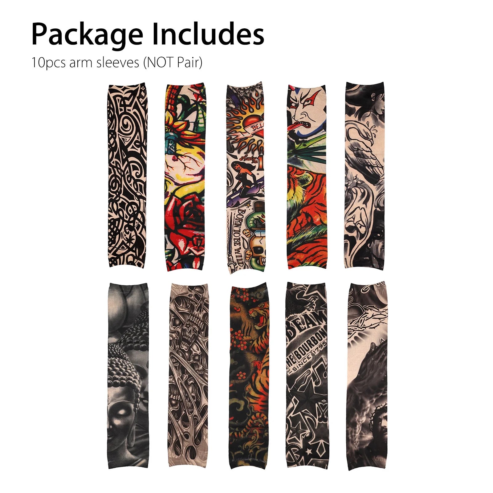 10Pcs UV Protection Cooling Arm Sleeves, UPF 50 Compression Sun Sleeves for Men Women for Running, Cycling, Fishing, Golf, Volleyball, Basketball